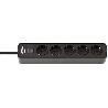 BRENNENSTUHL-1153230000-BASE M&#XFA;LTIPLE ECOLOR NEGRA CON DISEÑO COMPACTO (3 TOMAS)