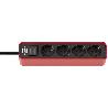 BRENNENSTUHL-1153230070-BASE M&#XFA;LTIPLE ECOLOR ROJA/ NEGRA CON DISEÑO COMPACTO (3 TOMAS)