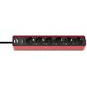 BRENNENSTUHL-1153230070-BASE M&#XFA;LTIPLE ECOLOR ROJA/ NEGRA CON DISEÑO COMPACTO (3 TOMAS)
