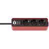 BRENNENSTUHL-1153230070-BASE M&#XFA;LTIPLE ECOLOR ROJA/ NEGRA CON DISEÑO COMPACTO (3 TOMAS)
