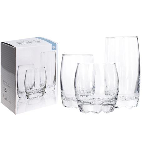 VASOS VIDRIO 6X3 18 PIEZAS JUEGO