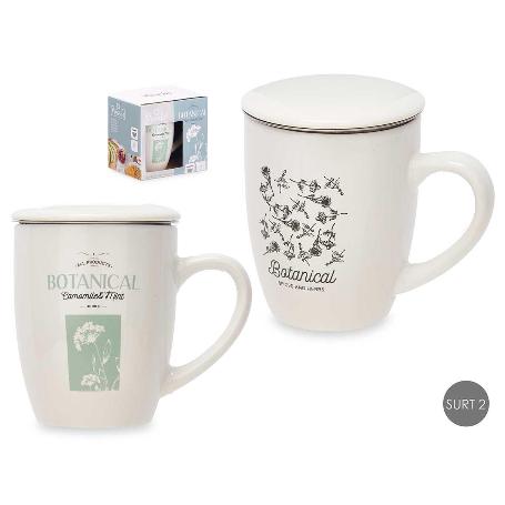 TAZA MUG BOTANICAL FILTRO + TAPA SURTIDA