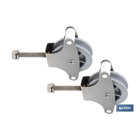 PACK 2 POLEAS PARA TENDEDERO ACERO INOXIDABLE 304  ROLDANA 4 CM
