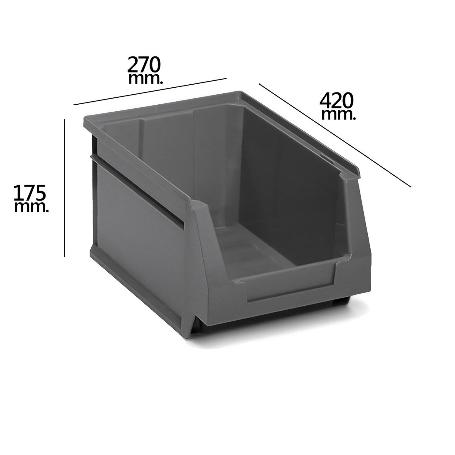 GAVETA APILABLE ALMACENAMIENTO GRIS Nº56 420X270X175 MM.        (4/6)