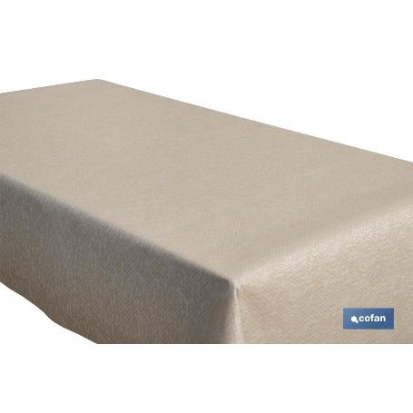 ROLLO DE MANTEL ANTIMANCHAS RESINADO TEXTURA BEIGE 60 % ALGODÓN, 40 % POLIÉSTER 1,40 X 20 M