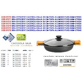 BRA EFFICIENT CACEROLA BAJA 36 CM+TAPA ALUMINIO FUND.6MM 270536