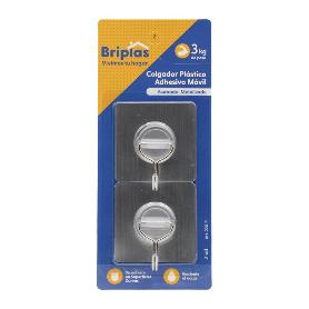 COLGADOR PLASTICO ADH. MOVIL. 2 UD METALIZADO BLISTER 2