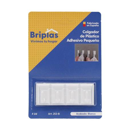 COLGADOR PLASTICO ADH. PEQUEÑO 4 UD BLANCO BLISTER 4