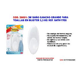 3M BAÑO GANCHO GRANDE PARA TOALLAS 2,3KG BATH17ES