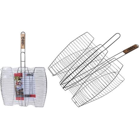 PARRILLA 3 PESCADOS M/MADERA CROMO 36X36CM