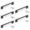 EMUCA LOTE DE 5 TIRADORES PARA MUEBLE PAIPORTA, L160MM, INTEREJE 128MM, ZAMAK, PINTADO NEGRO
