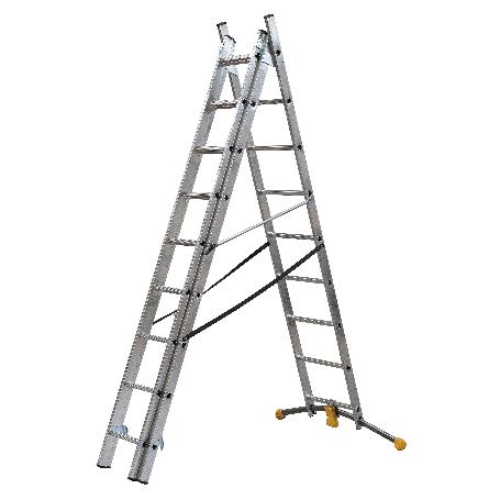 HAILO-1421-801-ESCALERA COMBINADA DE 3 TRAMOS CON ESTABILIZADOR CURVO HOBBYLOT (3X8)