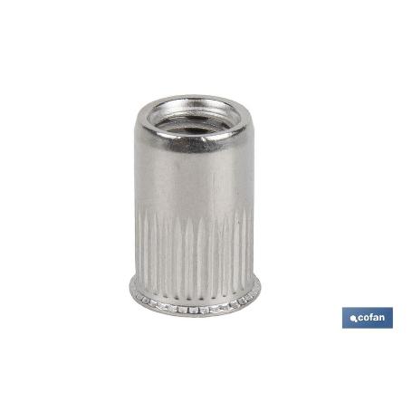 TUERCAS REMACHABLES RANURADAS CABEZA REDUCIDA INOX A-2 M8   CAJA 250 UNID.