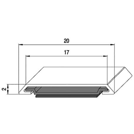 PERFIL ADHESIVO 3MTS. 20MM. CROMADO PARA PUERTA DE CRISTAL