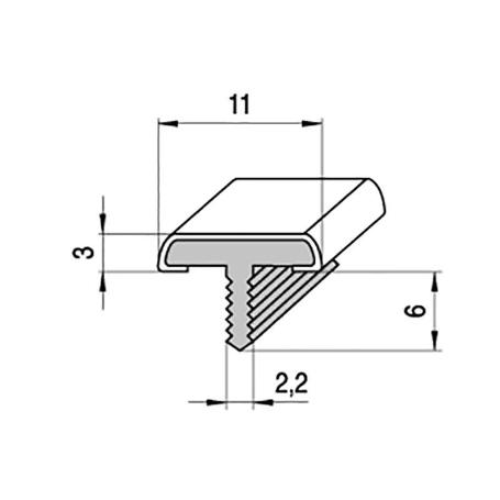 PERFIL T LAREDO 11MM 3M. PLATA MATE  EMBELLECEDOR PARA PUERTAS Y MUEBLES.