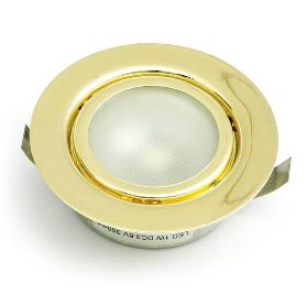 FOCO EMBUTIR 1 LED ALTA POTENCIA LUZ BLANCO 1W ORO AMP,NO INCLUYE TRANS,3.6V/350MA,CABLE 50CM