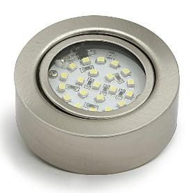 FOCO DE SOLAPAR Ø70 NIQUEL SATINADO 21SMD 1.68W 12V LUZ BLANCA AMP,NO INCLUYE TRANS,CABLE 60CMS