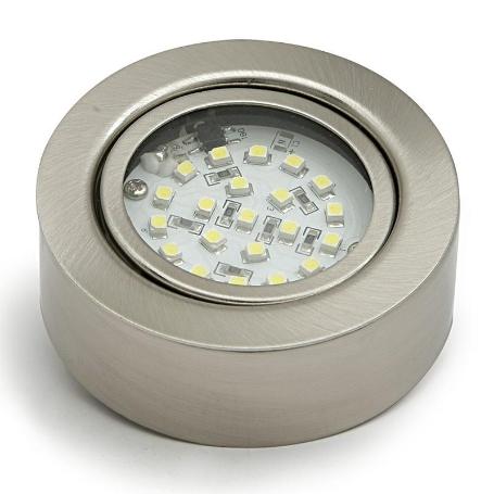 FOCO DE SOLAPAR Ø70 NIQUEL SATINADO 21SMD 1.68W 12V LUZ BLANCA AMP,NO INCLUYE TRANS,CABLE 60CMS