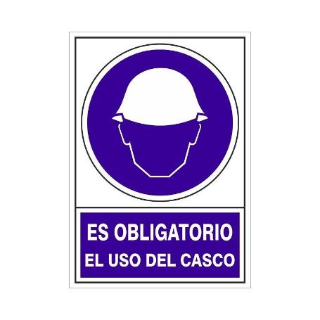 SEÑAL 600 ADHESIVA 105X74OBLI.USO CASC ES OBLIGATORIO EL USO DEL CASCO