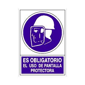 SEÑAL 609 ADHESIVA 148X105OBL.USO PANT ES OBLIGATORIO USO PANTALLA PROTECTORA