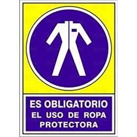 SEÑAL 643 ADHESIVA 105X74OBL.ROP.PROT ES OBLIGATORIO EL USO DE ROPA PRTECTORA