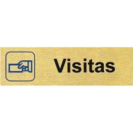 PLACA ALUMINIO ORO 150X45 VISITAS