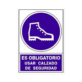 SEÑAL 633 ADHESIVA 105X74 ES OBLIGATORIO USAR CALZADO DE SEGURIDAD