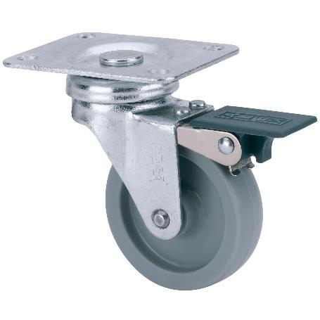 RUEDA GIRATORA PLACA FRENO 10BSRFN50-BP PLASTICO GRIS EJE LISO