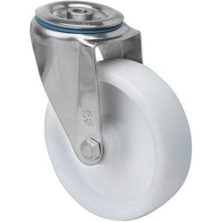 RUEDA GIRATORA AGUJERO M12 INOX.20ZVI100-UT POLIAMIX BLANCO EJE LISO