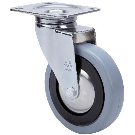 RUEDA GIRATORA PLACA 10A80CP-PGAN POLIAMIX-GOMA GRIS EJE LISO