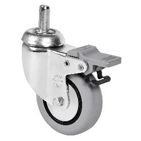 RUEDA GIRATORA ESPIGA LISA M12X30 FRENO 33BHFD80CP-PGI POLIAMIX-GOMA GRIS LIS