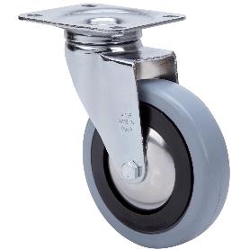 RUEDA GIRATORA PLACA 10A200CP-PGAB POLIAMIX-GOMA GRIS EJE BOLAS