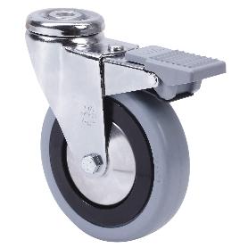 RUEDA GIRATORA AGUJERO M12 FRENO 20AFD200CP-PGAB POLIAMIX-GOMA GRIS EJE BOLAS