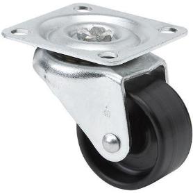 RUEDA GIRATORA PLACA 10ZLR35-BP NYLON NEGRO EJE LISO