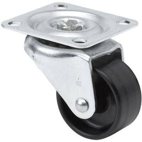 RUEDA GIRATORA PLACA 10ZLR35-BP NYLON NEGRO EJE LISO