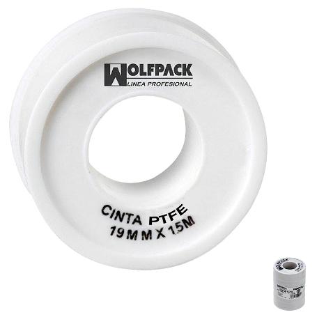 CINTA PTFE WOLFPACK 19 MM. X 50 M. GRUESO. (PAQUETE DE 5 ROLLOS)