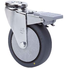 RUEDA GIRATORA AGUJERO M12 FRENO 20AFD150CP-PGCSB POLIUR.GRIS CONDUCT.BOLAS