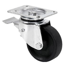 RUEDA GIRATORA PLACA FRENO 10TVFD100-TT RESINA NEGRA EJE LISO