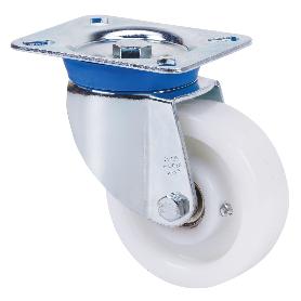 RUEDA GIRATORA PLACA 10TV125-FTB NYLON BLANCO EXTRAFUERTE EJE BOLAS