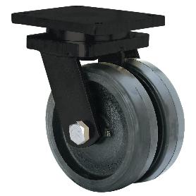 RUEDA GIRATORA PLACA 10HLG200-HGB HIERRO-GOMA NEGRA NATURAL(DOBLE) EJE BOLAS