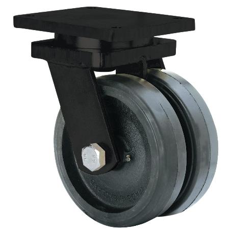 RUEDA GIRATORA PLACA 10HLG200-HGB HIERRO-GOMA NEGRA NATURAL(DOBLE) EJE BOLAS