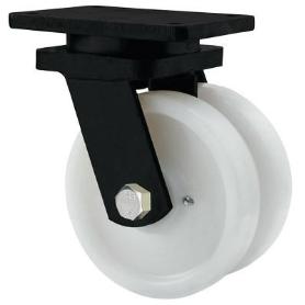 RUEDA GIRATORA PLACA 10HLG200-FTB NYLON BLANCO EXTRAFUERTE (DOBLE) EJE BOLAS