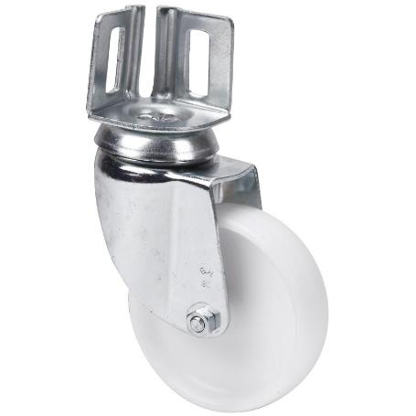 RUEDA GIRATORA PLETINA ANGULAR 16BH80-SL PLASTICO BLANCO EJE LISO