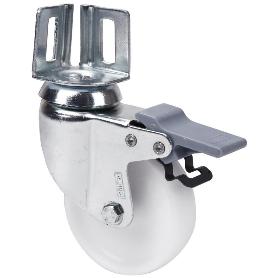 RUEDA GIRATORA PLETINA ANGULAR FRENO 16BHFD80-SL PLASTICO BLANCO EJE LISO