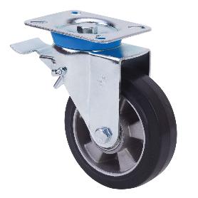 RUEDA GIRATORA PLACA FRENO 10TVFD200-DEB ALUMINIO-GOMA NEGRA ELASTICA BOLAS