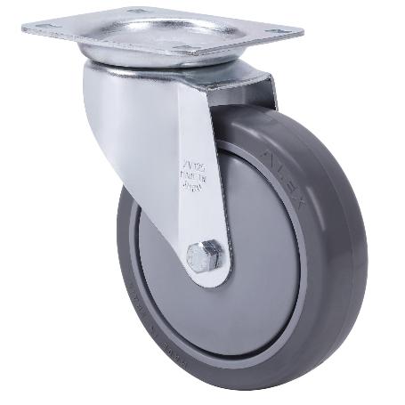 RUEDA GIRATORA PLACA 10ZV100CP-PUISB POLIP.-POLIUR.GRIS EJE BOLAS