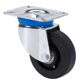 RUEDA GIRATORA PLACA 10TV200-HGB HIERRO-GOMA NEGRA NATURAL EJE BOLAS