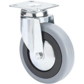 RUEDA GIRATORA PLACA 10BHA125CP-PGASB POLIAMIX-GOMA GRIS EJE BOLAS