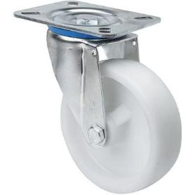 RUEDA GIRATORA PLACA 10ZV100-UTR POLIAMIX BLANCO EJE RODILLOS