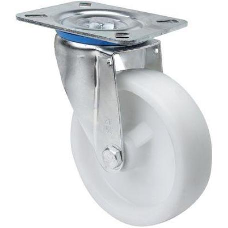 RUEDA GIRATORA PLACA 10ZV100-UTR POLIAMIX BLANCO EJE RODILLOS
